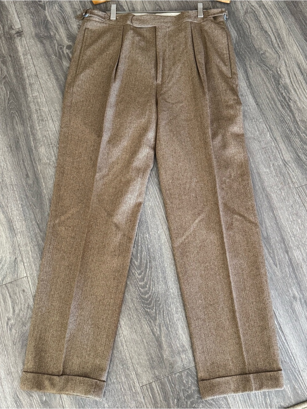 Polo Ralph Lauren Wool Blend Herringbone Pleated Cuff Classic Dress Pants  34x31 - Picture 3 of 16